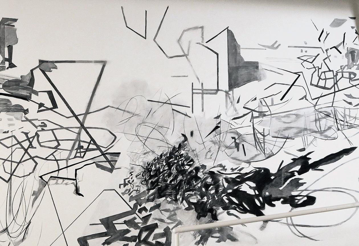 detail of wall drawing at MocaGa