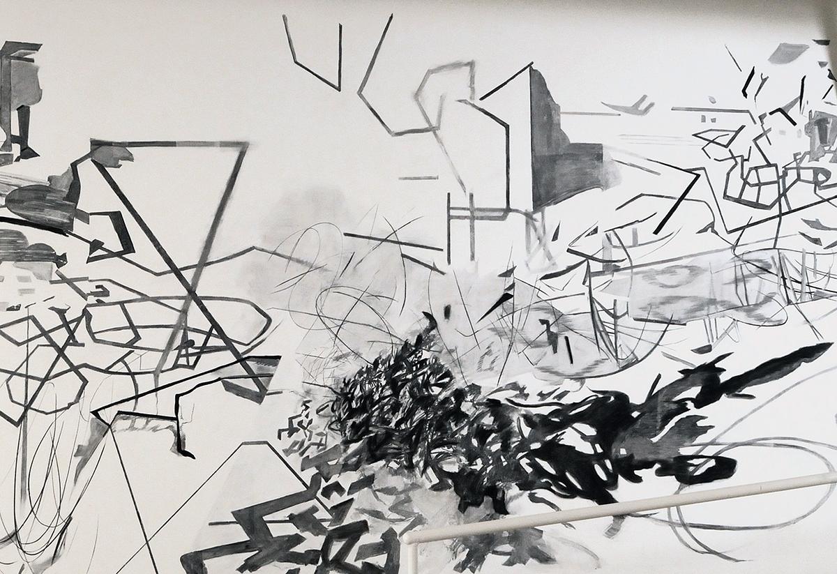 detail of wall drawing at MocaGa